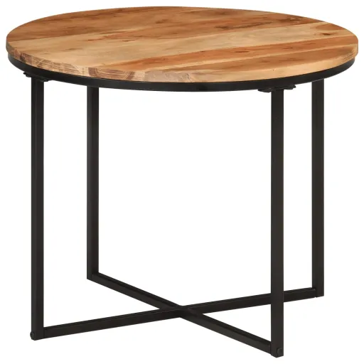 Mesa de Centro 55x55x45 cm Madeira de Acácia Maciça e Ferro