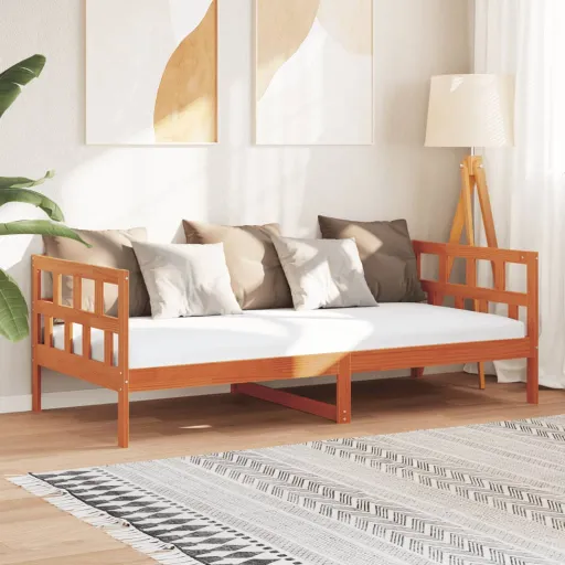 Sofá-Cama Sem Colchão 80x200 cm Madeira de Pinho Castanho Cera
