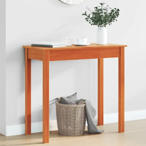Mesa Consola 80x40x75 cm Madeira de Pinho Maciça Castanho Mel