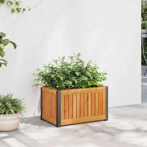 Vaso/Floreira de Jardim 45x30x27,5 cm Acácia Maciça e Aço