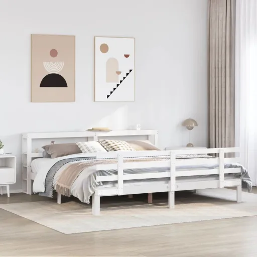 Estrutura de Cama c/ Cabeceira Sem Colchão 180x200 cm Branco