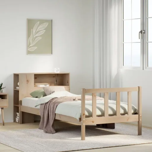 Cama com Estante Sem Colchão 90x190 cm Pinho Maciço