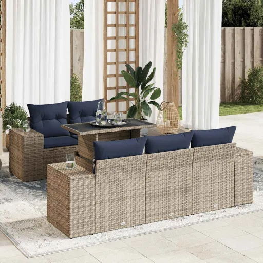 Conjunto Sofás Jardim com Almofadões PE/Acácia Cinzento (6 pcs)