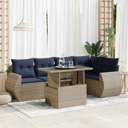 Conjunto Sofás Jardim com Almofadões PE/Acácia Cinzento (6 pcs)