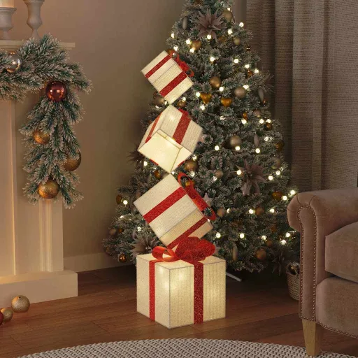 Decoração de Natal Caixa de Presente 80 LED Branco Quente