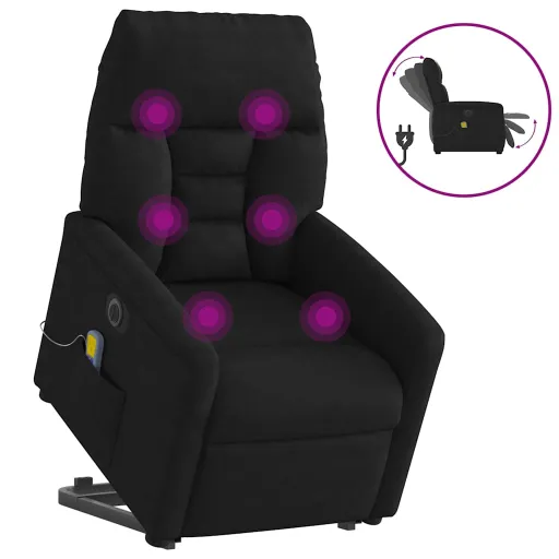 Poltrona de Massagens Elétrica Elevatória Microfibra Preto