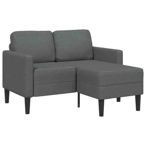 Sofá de 2 Lugares com Chaise Longue em Forma de L Cinza Escuro 125 cm Tecido