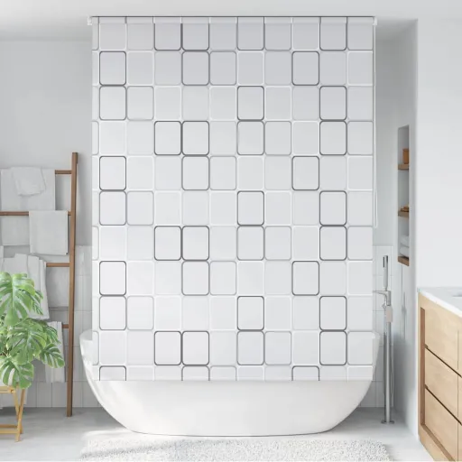 Estore de Rolo para o Duche 140x240 cm Quadrados