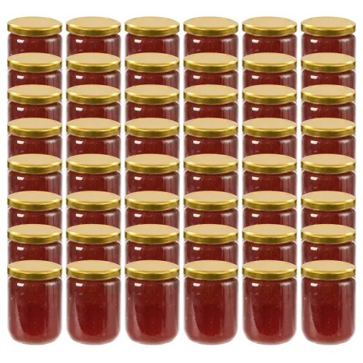Frascos de Vidro com Tampas Douradas   230 ml (48 pcs)