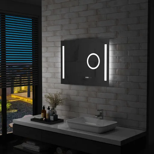 Espelho de Parede LED c/ Sensor Tátil Casa de Banho 80x60 cm