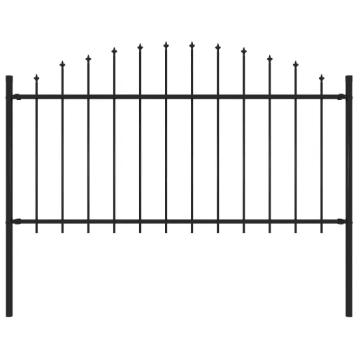 Cerca de Jardim com Topo em Forma de Lança em Aço 181x150 cm, Preta