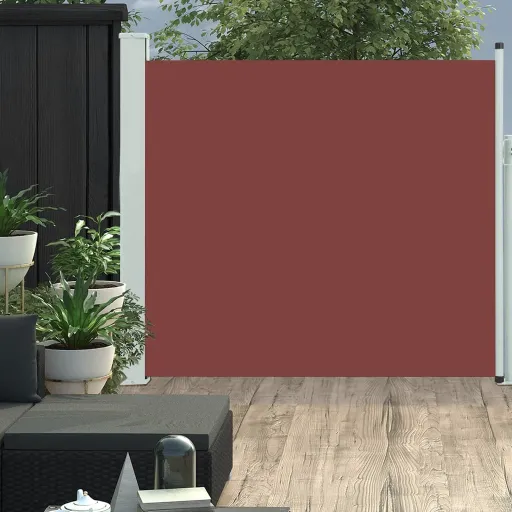 Toldo Lateral Retrátil para Pátio 170x300 cm Castanho