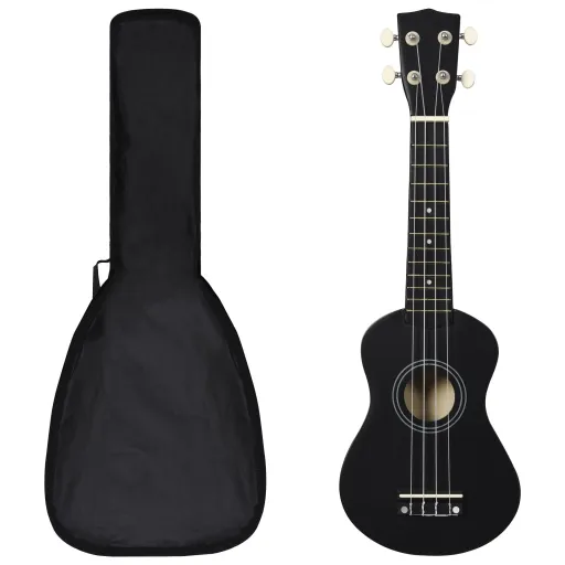 Conjunto Ukulele Soprano Infantil com Saco 21" Preto