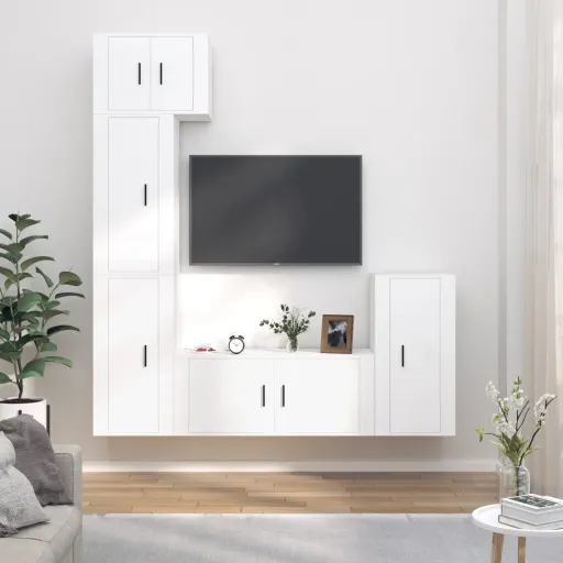 Conjunto Móveis de TV   Madeira Processada Branco (5 pcs)
