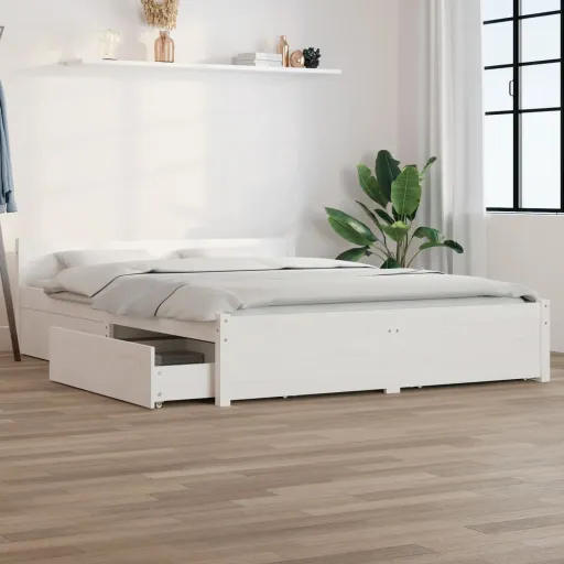 Estrutura de Cama c/ Gavetas 140x190 cm Branco