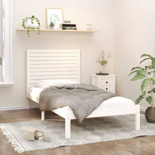 Estrutura de Cama 90x200 cm Madeira Maciça Branco