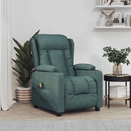 Poltrona de Massagens Tecido Verde-Escuro