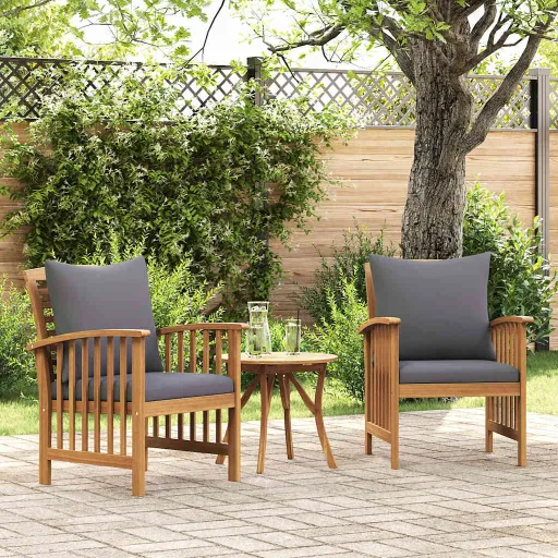 Cadeiras de Jardim c/ Almofadões   Madeira Acácia (2 pcs)