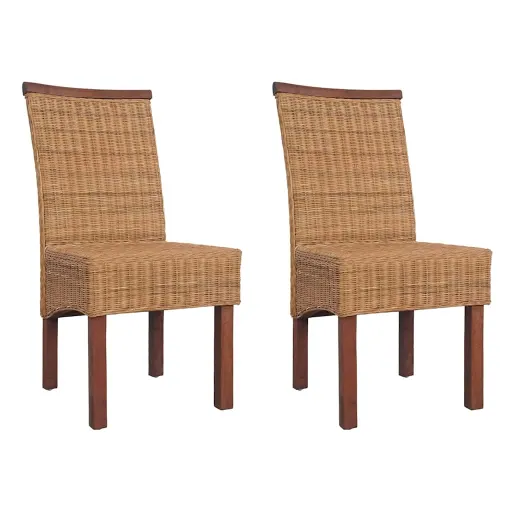 Cadeiras de Jantar   Vime Genuíno Castanho (2 pcs)