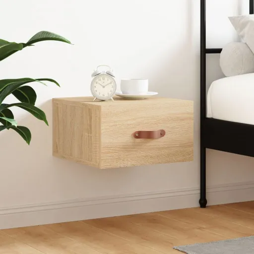 Mesa de Cabeceira Montagem na Parede 35x35x20 cm Cor Sonoma