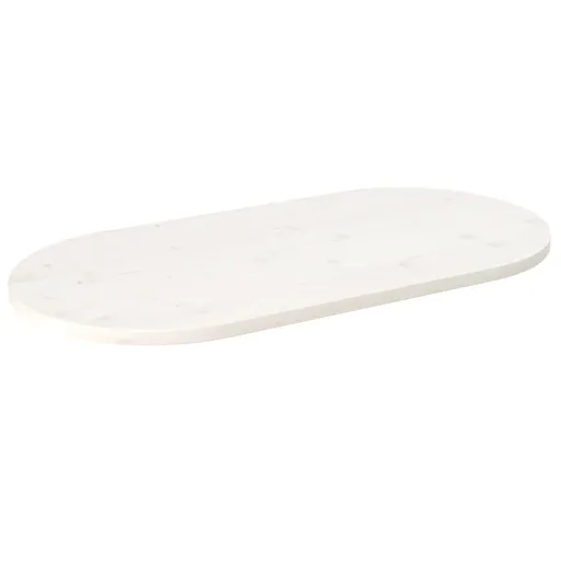 Tampo de Mesa Oval 90x45x2,5 cm Madeira de Pinho Maciça Branco