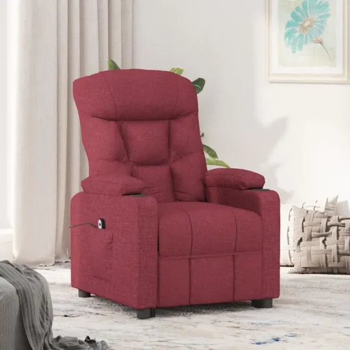 Poltrona Elétrica Reclinável Tecido Vermelho Tinto