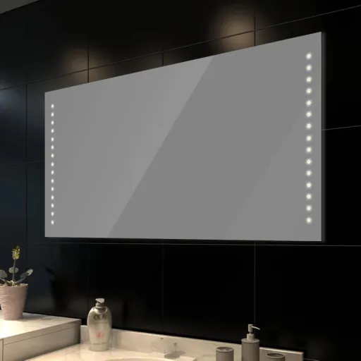 Espelho de Casa de Banho com Luzes LED, Instalação Parede, 100 x 60 cm