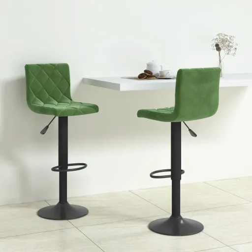 Bancos de Bar   Veludo Verde-Escuro (2 pcs)