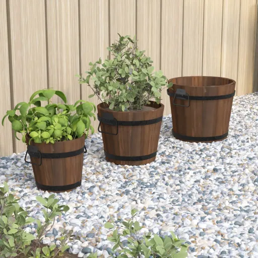 Conjunto de Vasos em Forma de Balde Abeto Maciço (3 pcs)