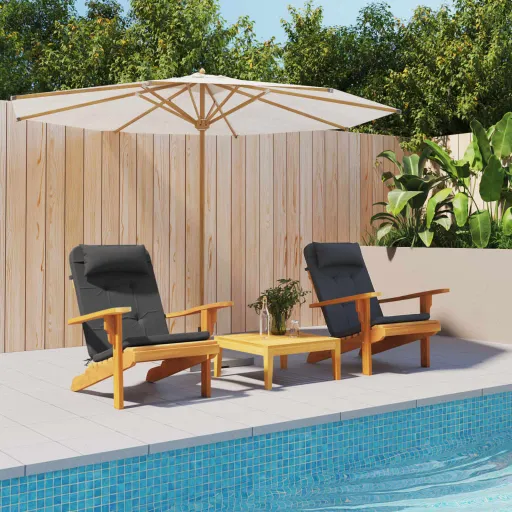 Almofadões p/ Cadeira Adirondack   Tecido Oxford Preto (2 pcs)