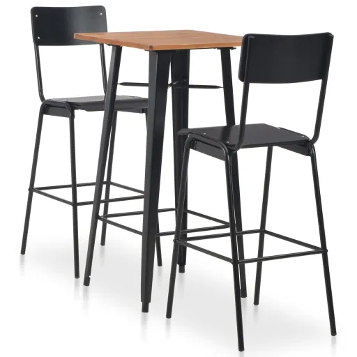 Conjunto de Bar em Aço Preto (3 pcs)
