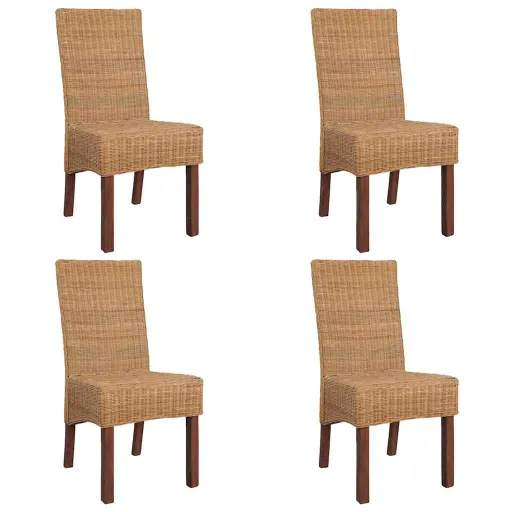 Cadeiras de Jantar   Vime Genuíno Castanho (4 pcs)
