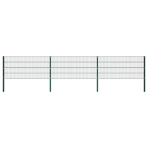 Painel de Vedação com Postes de Ferro 522x80 cm Verde