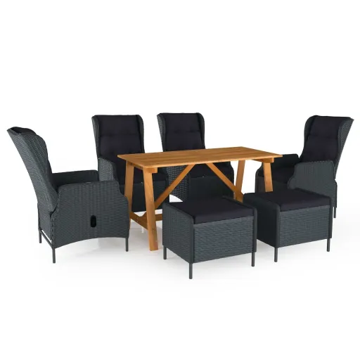 Conjunto de Jantar para Jardim Cinzento-Escuro (7 pcs)