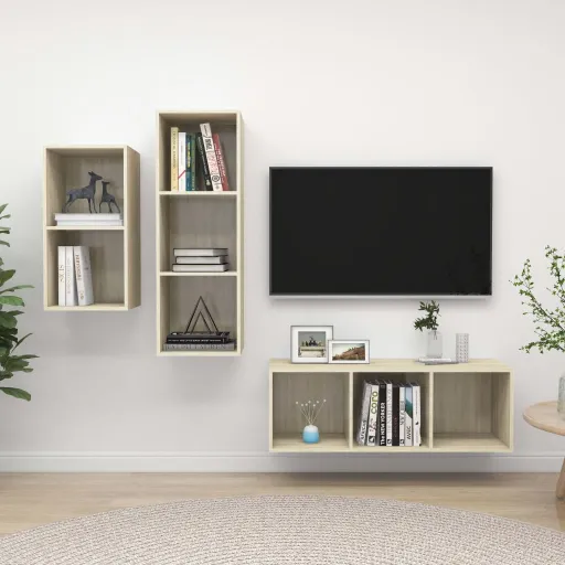 Conjunto Móveis de TV Derivados Madeira Carvalho Sonoma (3 pcs)