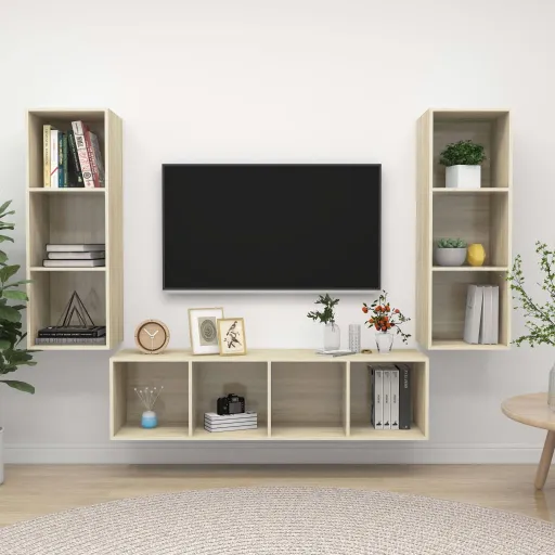 Conjunto Móveis de TV Derivados Madeira Carvalho Sonoma (3 pcs)