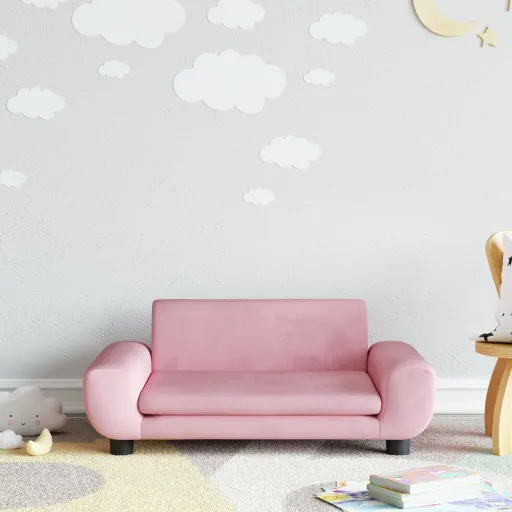Sofá Infantil 70x45x33 cm Veludo Rosa