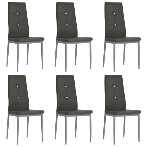 Cadeiras de Jantar   Couro Artificial Cinzento (6 pcs)