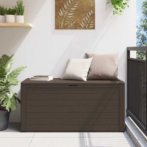 Caixa de Arrumação para Jardim 116x44x55 cm Castanho