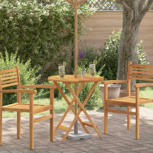 Mesa de Jardim Dobrável Ø60x75 cm Madeira Eucalipto Maciça