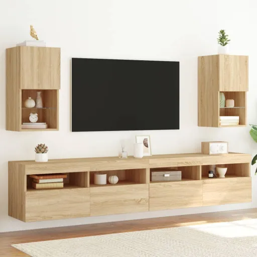 Móveis de TV com Luzes LED   30,5x30x60 cm Carvalho Sonoma (2 pcs)
