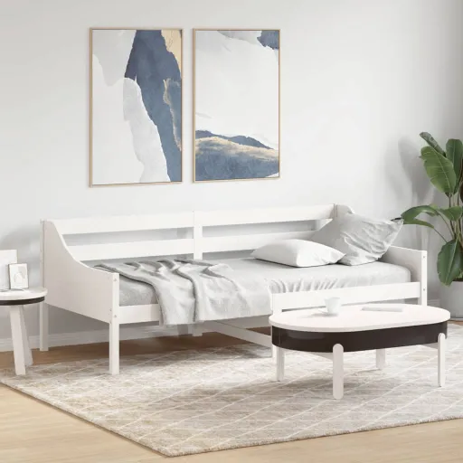 Sofá-Cama Sem Colchão 80x200 cm Madeira de Pinho Maciça Branco