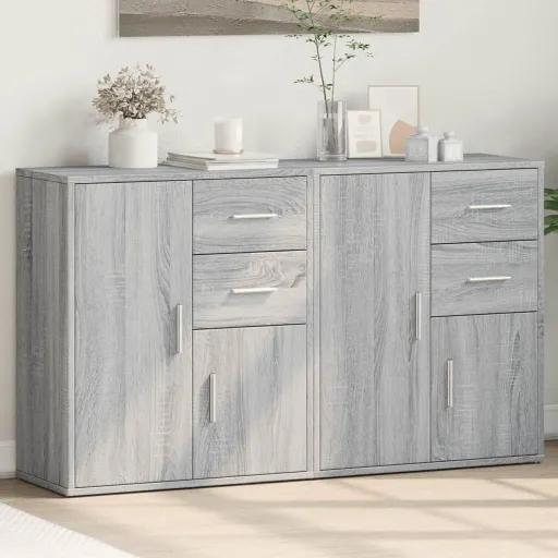 Aparadores   60x31x70 cm Derivados Madeira Cinzento Sonoma (2 pcs)