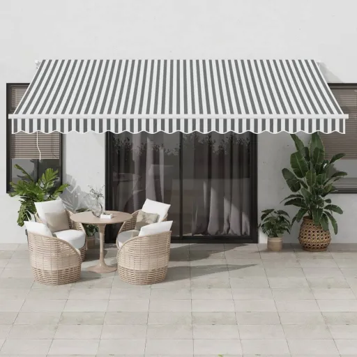 Toldo Retrátil Manual 450x300 cm Antracite e Branco