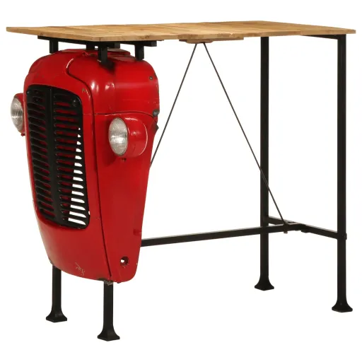 Mesa de Bar Trator Madeira Mangueira Maciça Vermelho/Castanho