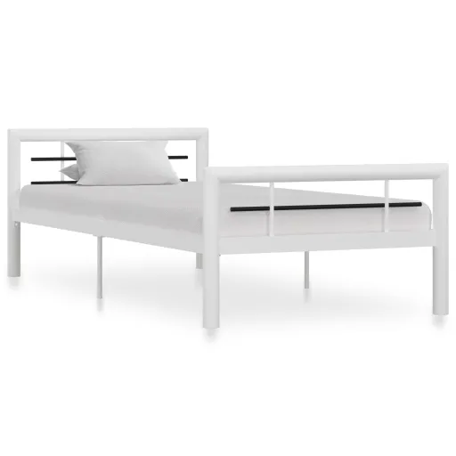 Estrutura de Cama 90x200 cm Metal Branco e Preto