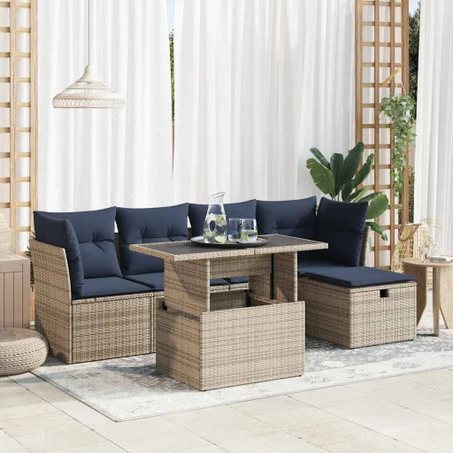 Conjunto Sofás Jardim com Almofadões PE/Acácia Cinzento (6 pcs)