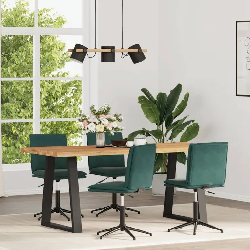 Cadeiras de Jantar   Veludo Verde-Escuro (4 pcs)
