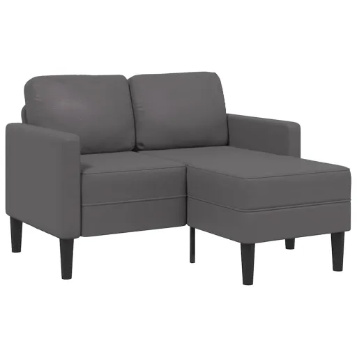 Sofá 2 Lugares com Chaise em L 125 cm Couro Artificial Cinzento