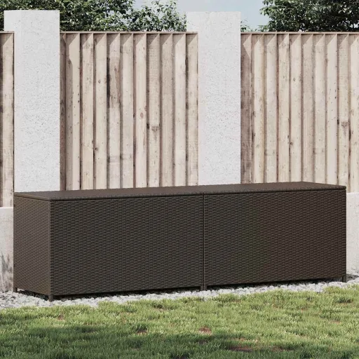 Caixa de Arrumação para Jardim 200x50x60 cm Vime PE Castanho